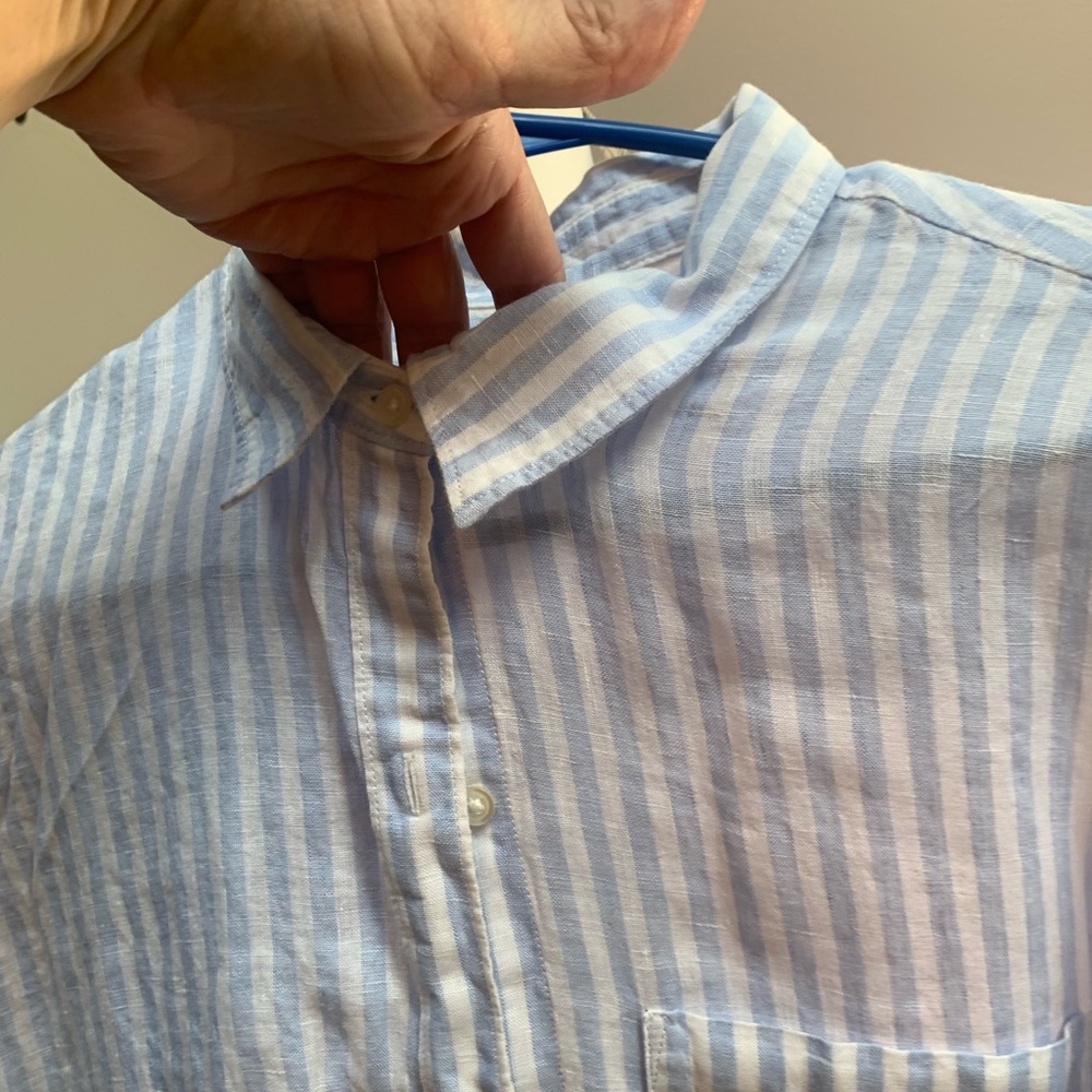 GAP Light Blue and White Striped Casual Shirt